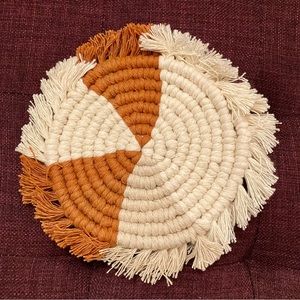 Handmade Woven Coaster Boho Mid-Century Modern Decor